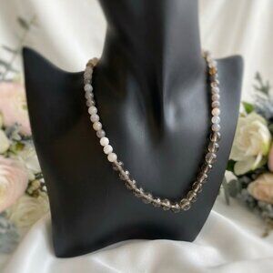 Vintage Genuine Bosnian Agate gems with faceted smokey quartz